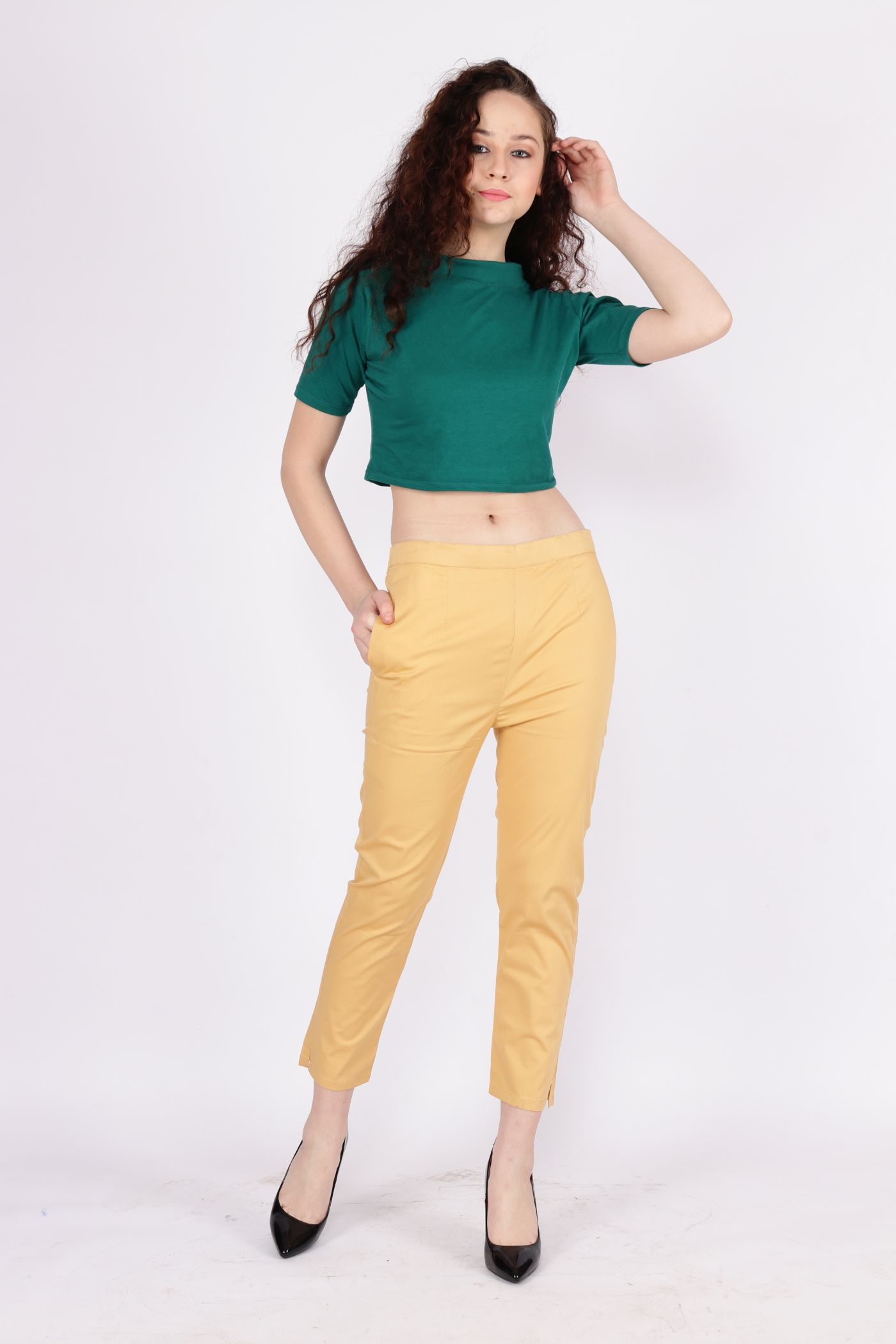 Paper bag trousers - Mustard yellow - Ladies | H&M